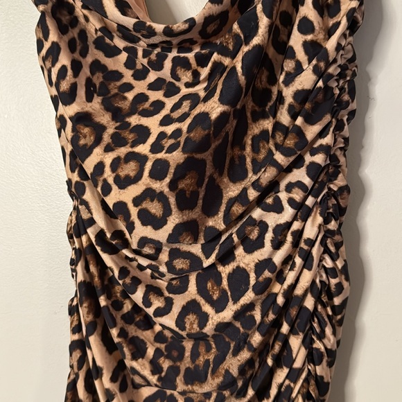 Good American Satin Leopard Ruched Dress - Picture 3 of 8